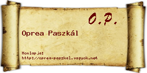 Oprea Paszkál névjegykártya